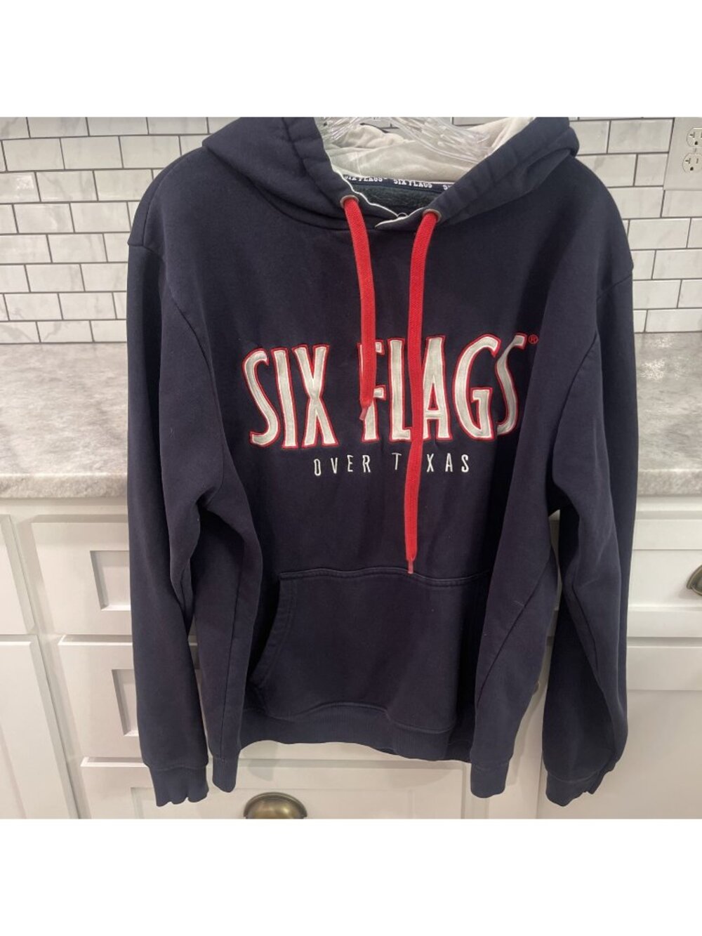 Six Flags Hoodie‎ Sweatshirt Womens Medium Blue Streetwear Texas